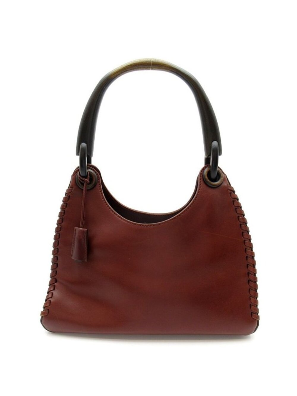 Gucci Wood Handle Leather Shoulder Bag Brown